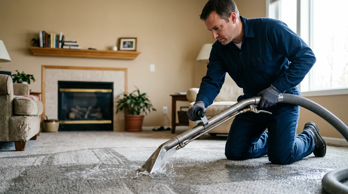 Water damage restoration technician working near Marshall, OK
